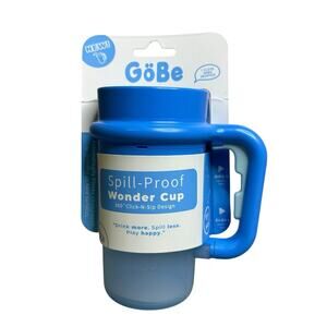 GoBe Kids No Spill Wonder Cup with 360 Click n Sip Design Blue New